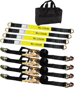 Reboque resistente do carro amarra para baixo Straps4 Pc 2 "X 8 'catraca correias + J-ganchos com Clip2" X 36' eixo correias quebrar a força - Product Image 6