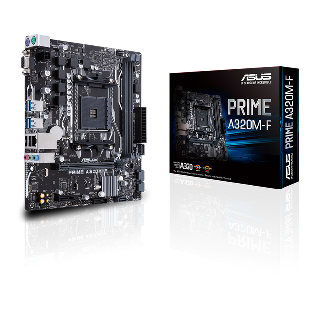 ASUS  PRIME A320M-F 64GB AM4 Socket for 3rd/2nd/1st Gen AMD Ryzen/2nd and 1st Gen Gaming Motherboard  1 X PCIe 3.0/2.0 X16