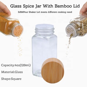 120ml Bambus Gewürz behälter Gläser <span class=keywords><strong>Set</strong></span> Salz Pfeffer Shaker Glasflaschen <span class=keywords><strong>set</strong></span> - Product Image 3