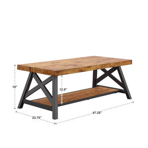 Kainice hiện đại Mộc Mạc Phong Cách khối gỗ ngắn cà phê/bàn trà cổ điển hình chữ nhật 2 tầng lưu trữ đồ nội thất phòng khách - Product Image 4