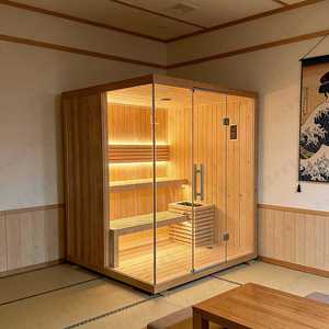 ห้องซาวน่าในร่มสำหรับ 2 <span class=keywords><strong>ค</strong></span>น รุ่นปี 2026 ทำจากไม้เฮมล็อก พร้อมระบบอินฟราเรดไกล และระบบระบายน้ำแบบซ่อน ประตูกระจกนิรภัย - Product Image 3