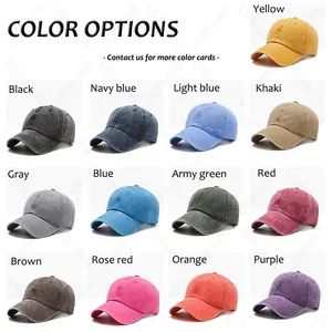 Wholesale Custom Logo Retro Vintage Cotton Adjustable Unstructured Dad Hats Solid Color Distressed Washed Sports Baseball Caps