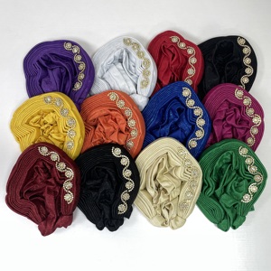MH-1249-<span class=keywords><strong>F</strong></span> Auto Gele Aso Oke, foulard africain orné de strass, bonnet Gele pour femmes musulmanes, hijab, turban pour la plage, la pêche, adultes - Product Image 5