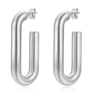 Boucles d'oreilles en forme de U, 20mm, en acier inoxydable, plaqué or, design géométrique, bijoux à la mode pour femmes - Product Image 2