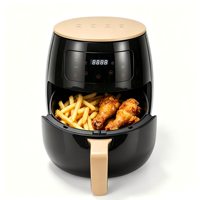Friteuse à air électrique carrée moderne personnalisée 6L 2400W avec commande manuelle, grande capacité, en plastique, économe en énergie pour usage domestique