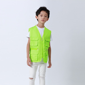 Chaleco multibolsillos para niños, ropa deportiva de poliéster amarilla para exteriores, para uso escolar y voluntario - Product Image 2