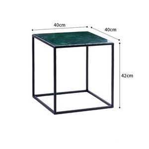 Nordico moderno <span class=keywords><strong>quadrato</strong></span> <span class=keywords><strong>nero</strong></span> tavolino laterale in ferro con marmo naturale verde sulla fabbrica di mobili direttamente in Cina - Product Image 3