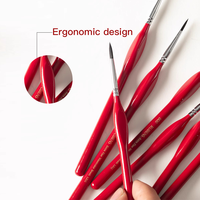 Pincel Rubens de Alta Precisión para Detalles Finos, Acuarela, Acrílico, Dibujo, Mango Rojo, Pelo de Nailon para Pintura