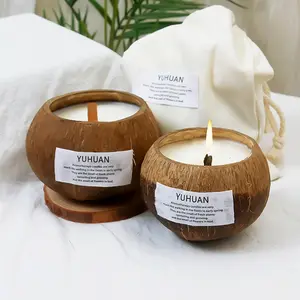 Fabrik preis Duft kerze ätherisches Öl Weihrauch Ornament Kokosnuss schale Aroma therapie Kerze