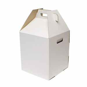 Custom white tall carrier cardboard packaging cake box with handle