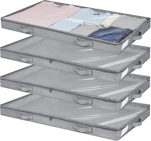 Suitable for Under Beds Under 4 Inches, Folds Down for <strong>Shallow</strong> <strong>Storage</strong>, with a Transparent Lid and Zipper. - Product Image 1