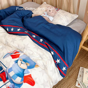 40-Count 400TC Woven Pure Cotton Skin-friendly Breathable <strong>Marvel</strong> Bear Children's Cartoon Four-season Universal Three-piece - Product Image 2