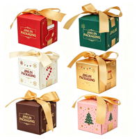 Boîte cadeau de Noël à fenêtre, emballage festif en papier pour bonbons, biscuits, chocolats et cadeaux