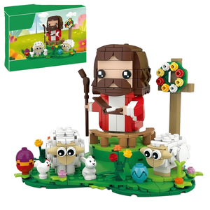Set de Bloques de Construcción del Buen Pastor Jesús, Figura Religiosa con Oveja y Cordero, Modelo de Ladrillos de Pascua, Regalo DIY para Decoración del Hogar - Product Image 1