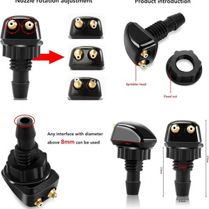 Universal Car Wiper Nozzles With Adjustable Spray Pattern Water Hose <b>Kit</b> For Windshield Washer Nylon Material - Product Image 3