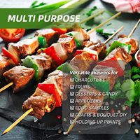 Vente en gros de brochettes de barbecue en bambou biodégradable de 30 cm, emballage personnalisé, outils de rôtissage pour barbecue