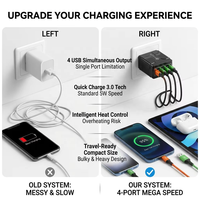 Chargeur mural USB 4 ports QC3.0 à chargement rapide, prise UE/US, adaptateur secteur portable de voyage, logo personnalisé, directement de l'usine