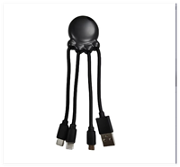 Logotipo personalizado forma de pulpo regalo corporativo portátil tipo C 3 en 1 Cable de carga USB pulpo de longitud personalizada