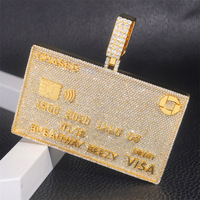 Hiphop 3 pouces solide 925 pendentif en argent entièrement glacé Moissanite diamant grande carte bancaire Hip Hop pendentif chaîne Moissanite colliers