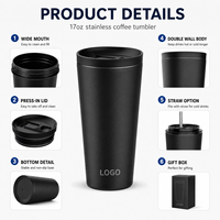 Mug à café isotherme JUNVOY de luxe à double paroi en acier inoxydable 304, extérieur en plastique, personnalisable pour utilisation en voiture, cadeaux (6 heures)