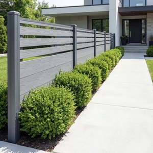 Panel de Cerca de WPC Resistente a Grietas, Impermeable, Anticorrosión, Resistente a los Rayos UV, Diseño Moderno 3D para Obras de Construcción y Jardines - Product Image 1