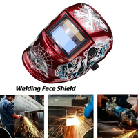 Helm Las Tenaga Surya 2 Sensor Busur Cahaya, Pelindung Lebar 4/9-13 TIG MIG, Baterai Dapat Diganti, Masker Las Warna Asli