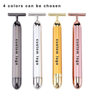 Geschenk-Tool 24k Gold Energie <span class=keywords><strong>Beauty</strong></span> Bar Vibrations-Gesichtslifting Hautpflege T-Form Elektrischer 3D Gesichtsroller Massagegerät - Product Image 1