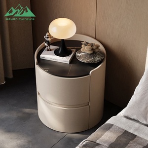 Comodino Moderno Rotondo Wayon con 2 Cassetti e Design Protettivo sul Bordo Superiore - Product Image 3
