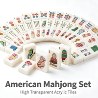 Ubin Mahjong Kristal Mewah, Set Mahjong Mewah, Mahjong Akrilik Solid Amerika untuk Hadiah Liburan