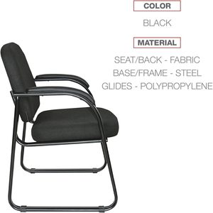 Alera ALENRL43C11 25 pouces. X 24,80 pouces X 33,66 pouces Chaise d'invité à dossier semi-haut en tissu série Genaro avec base en métal noir - Product Image 1