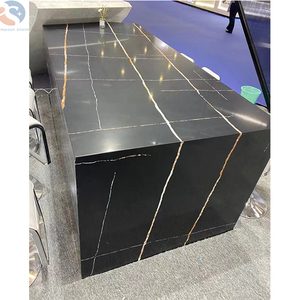 Lastra di quarzo noir <span class=keywords><strong>aziz</strong></span> di vendita calda Lauren Black Gold Marble con venature dorate per controsoffitto - Product Image 2