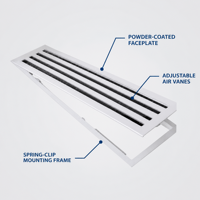 Diffuseur linéaire en aluminium blanc à 4 fentes, grille d'aération réglable pour plafond CVC, pour bureau et hôtel
