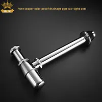 Séparateur d'eau moderne tout en cuivre à angle droit, bouchon anti-odeur en acier inoxydable pour salle de bain, lavabo, vidange, prise murale pour hôtels