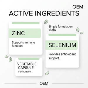 Capsules de zinc et de sélénium OEM ODM, GMP Halal, 60 unités, 15 mg de zinc, 100 mcg de sélénium - Product Image 2