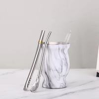 Tasse à gourde Yerba Mate de 8oz en acier inoxydable 304 avec cuillère à paille et brosse de nettoyage Mini Calebasse argentine Design