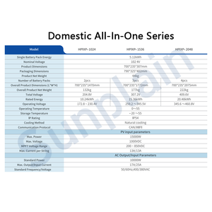 Système de stockage d'énergie tout-en-un 10 kWh 102,4 V hors réseau et connecté au réseau, batterie au lithium solaire empilable, onduleur hybride pour maison avec Wi-Fi - Product Image 5