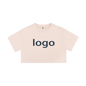 เสื้อครอปท็อปผ้าฝ้ายแท้สุดเทรนดี้สำหรับเต้นรำ ทรงหลวม แขนสั้น พิมพ์โลโก้ได้ - Product Image 1