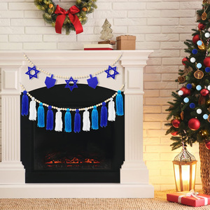 DAMAI HANUKKAH Productos Judíos, Borla de Cuentas de Madera Azul y Blanca, Artículos para Fiestas, Decoración Colgante para Cortina con Borlas de Hanukkah - Product Image 2
