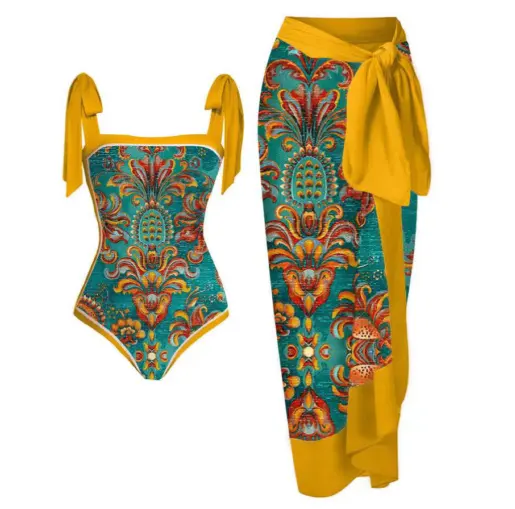 लक्जरी स्नान सूट पुष्प प्रिंट कवर अप के कपड़ा बिकनी beachwear के लिए दो टुकड़ा बिकनी महिलाओं