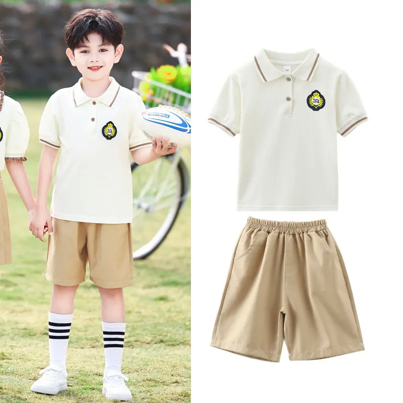 Хлопковая школьная форма из 2 предметов детская одежда для начальной школы Бесплатная вышивка школьная эмблема