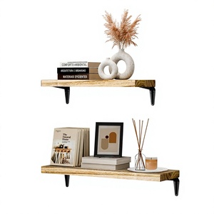 Modern <b>Floating</b> Wood Wall Shelves with Carved Design for Bathroom Pot Storage & Living Room/Wardrobe Decor-Home Decoration - Product Image 1
