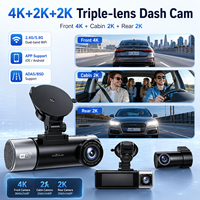 OEM/ODM Kamera Dasbor Mobil WIFI 3.18 Inci 3 Lensa 4k+2k+2k DVR Perekaman Berulang Penglihatan Malam GPS Perekam Mengemudi Mobil Kamera Dasbor