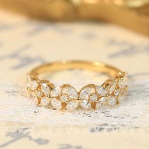 Bague en or massif 18 carats en forme de fleur sertie de diamants naturels Xinfly Real Diamond Gemstone Iced Out 1 Ctw - Product Image 3