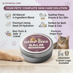 Baume pour pattes d'animaux à l'huile <span class=keywords><strong>de</strong></span> graines <span class=keywords><strong>de</strong></span> chanvre entièrement naturelle, marque privée OEM, beurre pour le nez des chiens, apaisant pour les pattes des chats, crème hydratante sans danger pour la léchage - Product Image 1