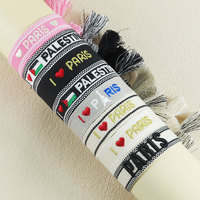 Bracelets d'amitié tissés avec lettres brodées Palestine, décor brodé, cadeaux Cyin
