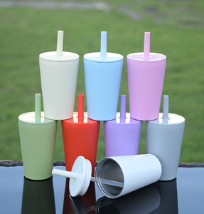 2026 Luxury Plastic Tumbler <b>with</b> <b>Straw</b> Wholesale Custom Logo Double Wall Reusable Water Bottle Matte Finish Pastel Color Cup - Product Image 1
