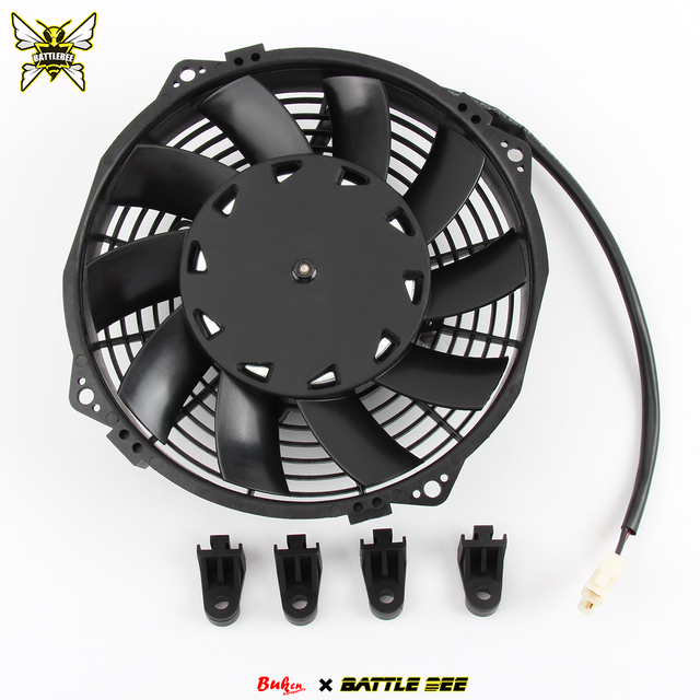 9 Inch Black Blade Electric Cooling Radiator Auto Fan Mounting Kit Universal 12V 120W Slim Reversible Design