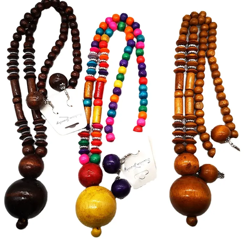 2019 African Long Wooden Necklace