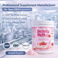 OEM Bebida de Leche de Belleza con Glutatión y Fresa en Polvo, Colágeno, Vitamina C, Antioxidante, Suplemento para Aclarar la Piel, Marca Privada