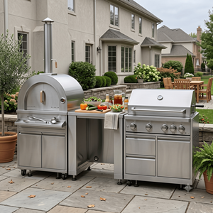 Mobile da Cucina Modulare Professionale Igienico OEM in Acciaio Inossidabile per Esterni con Griglia BBQ per Villa con Griglia a Gas - Product Image 1